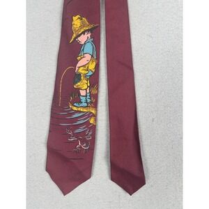 Vintage Ricky Ties Tie Mens One Size Red Boy Frog Novelty Humor Necktie